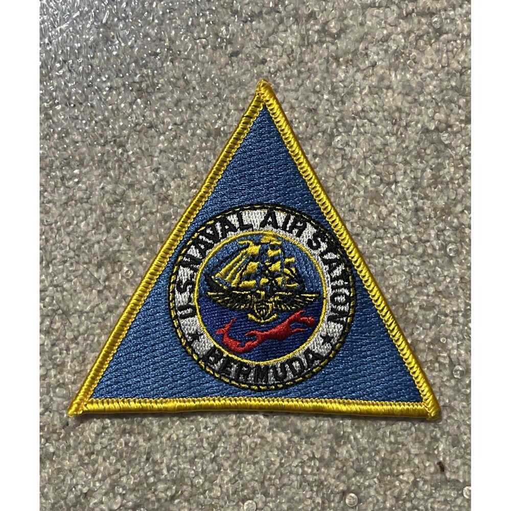 US Navy Naval Air Station NAS BERMUDA Triangle Patch Blue And Gold U.S. Military